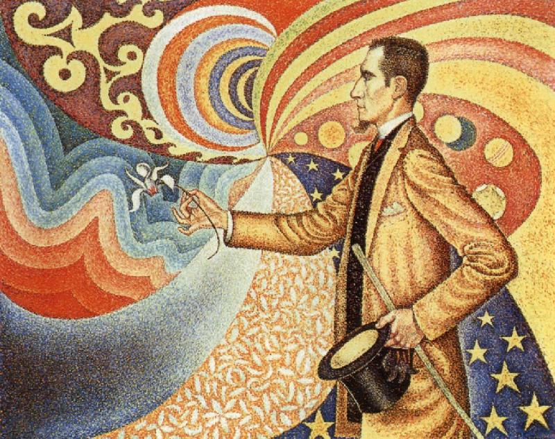 Paul Signac Portrait of Felix Feneon in Front of an Enamel of a Rhythmic Background of Measures and Angles china oil painting image